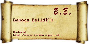 Babocs Belián névjegykártya